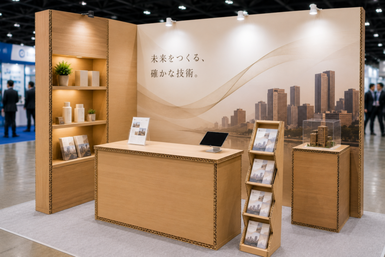 木製什器の約1/4のコストで同等強度？展示会ダンボール什器を解説